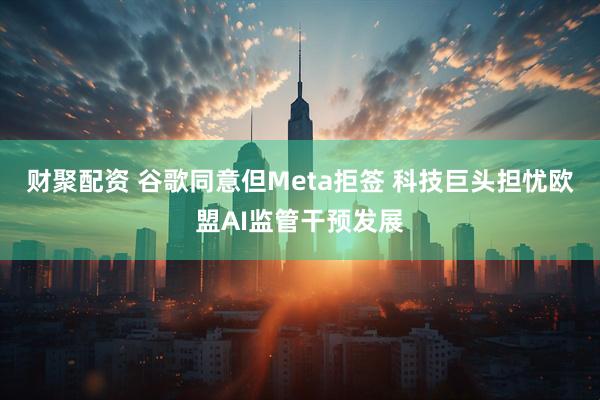 财聚配资 谷歌同意但Meta拒签 科技巨头担忧欧盟AI监管干预发展
